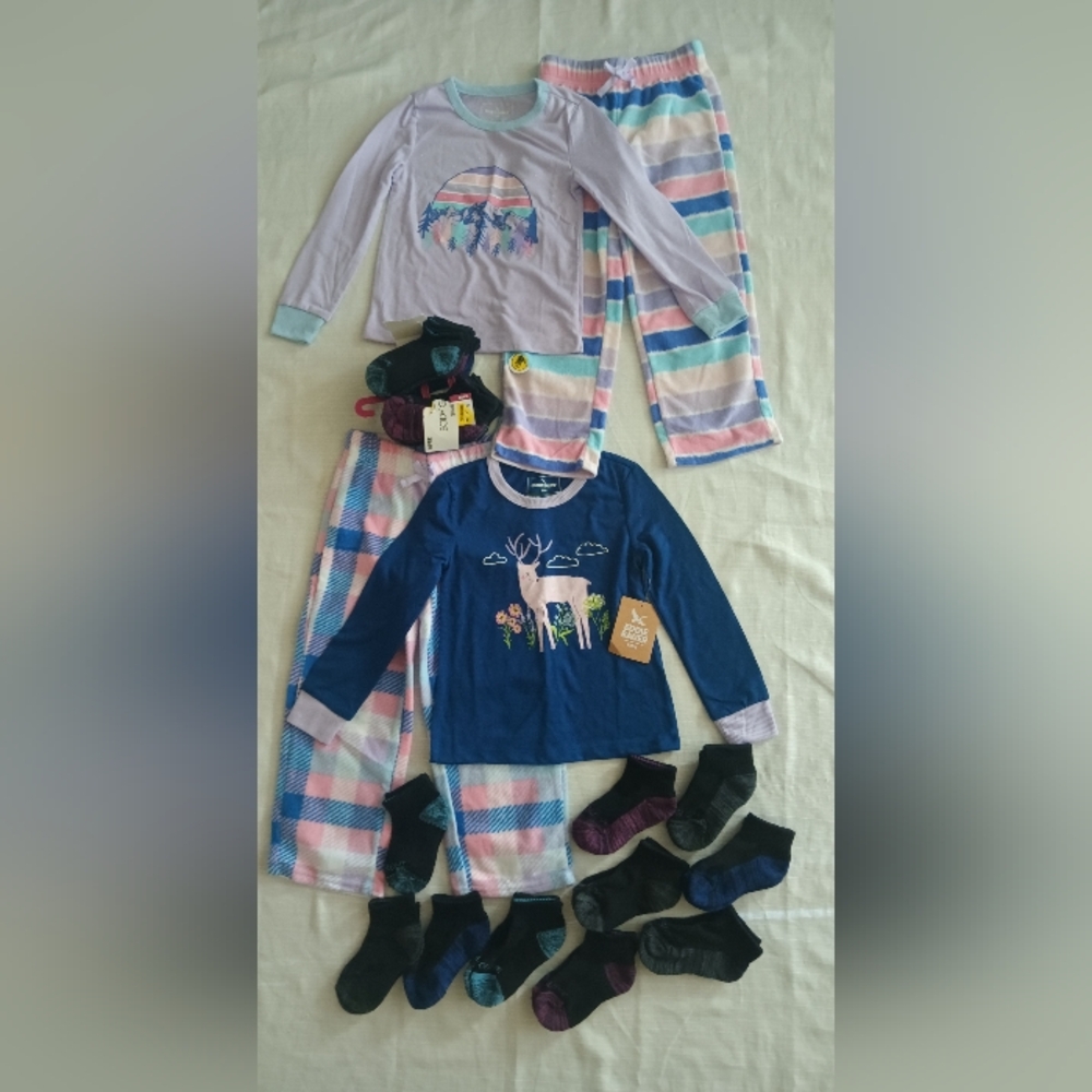 Eddie Bauer Navy and Pink Kids Pajama Set Bundle